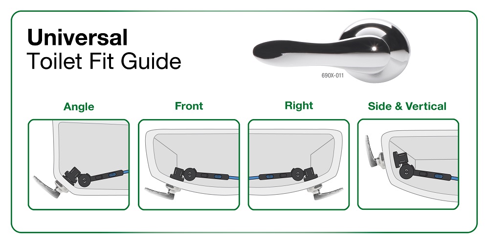 Fluidmaster Perfect Fit Premium Universal Toilet Tank Lever, Chrome Classic690X011P5 The
